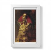 Quadretto "Il figliol prodigo" con passe-partout e cornice minimal - dimensioni 15x10 cm - Rembrandt