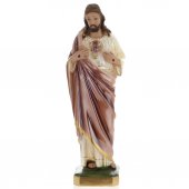 Statua in gesso madreperlato Sacro Cuore Ges dipinta a mano - cm 40