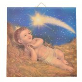 Piastrellina da appendere "Gesù Bambino" - dimensioni 10x10 cm