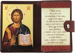 Copertina di 'Icona da viaggio in legno "Ges Maestro" con preghiera e custodia - cm 10x7'