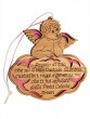 Angioletto in legno d'ulivo "Angelo di Dio" su sfondo rosa - dimensioni 8x8 cm