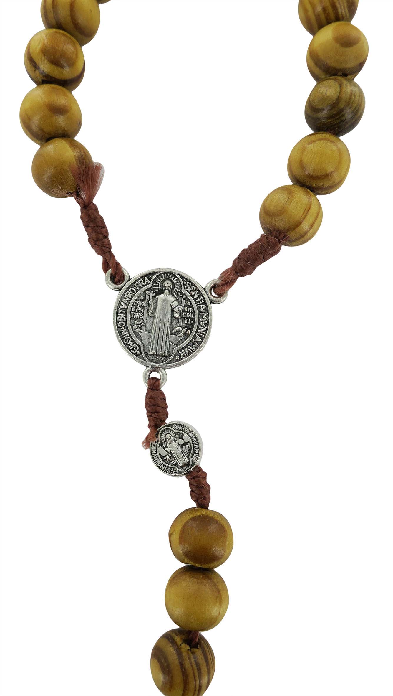 Rosario di San Benedetto in legno d'ulivo, rosario cattolico con medaglia,  fatto a mano da Gerusalemme, Rosari in legno, Articoli Religiosi 