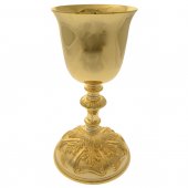 Calice dorato con coppa svasata stile barocco - altezza 21,5 cm