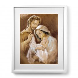 Copertina di 'Quadro "Sacra Famiglia" con passe-partout e cornice minimal - dimensioni 53x43 cm'