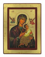 Icona greca in legno "Madonna del Perpetuo Soccorso (Madonna della Passione)" - 23x18 cm
