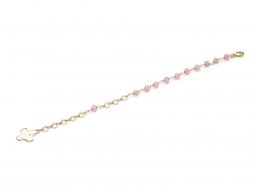 Copertina di 'Bracciale rosario Fidei in metallo dorato e cristallo rosa - grani sfaccettati 4 mm'
