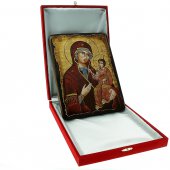 Immagine di 'Icona bizantina dipinta a mano "Madre di Dio Hodighitria-Smolenskaja" - 22x18 cm'