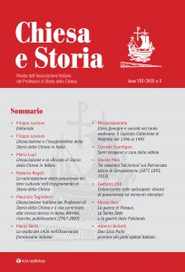 Copertina di 'Chiesa e Storia. Rivista dell'Associazione Italiana dei Professori di Storia della Chiesa Anno VIII (2018) n. 8.'