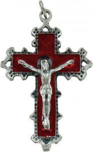 Copertina di 'Croce in metallo con smalto rosso - 5 cm'