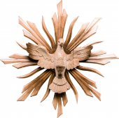Spirito Santo tiglio con raggi - Demetz - Deur - Statua in legno dipinta a mano. Altezza pari a 40 cm.