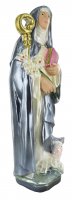 Immagine di 'Statua Santa Brigida d Irlanda in gesso madreperlato dipinta a mano - 30 cm'