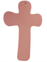 Immagine di 'Croce con Cristo in metallo rosa - altezza 22 cm'