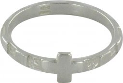 Copertina di 'Rosario anello in argento 925 con 10 quadrati misura italiana n20 - diametro interno mm 19,6 circa'