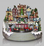 Immagine di 'Villaggio natalizio con treno e negozi, movimento, luci, musica (42 x 38,5 x 35 cm)'