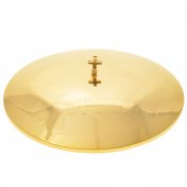 Immagine di 'Pisside in ottone dorato con base - diametro 23 cm'