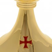 Immagine di 'Calice martellato con croce smaltata rossa - altezza 18 cm'