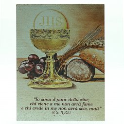 Copertina di 'Quadretto in legno "Calice, pane e JHS" - dimensioni 10,5x7,5 cm'