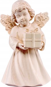 Copertina di 'Statuina dell'angioletto con pacchetto regalo, linea da 10 cm, in legno naturale, collezione Angeli Sissi - Demetz Deur'
