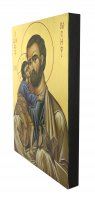 Immagine di 'IconaSan Giuseppe dipinta a mano su legno con fondo orocm 19x26'
