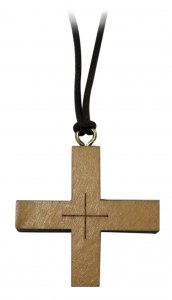 Copertina di 'Croce in ulivo con incisione e cordone - 3 x 3 cm'