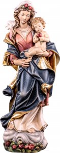 Copertina di 'Statua della Madonna con le rose da 50 cm in legno dipinto con colori a olio - Demetz Deur'