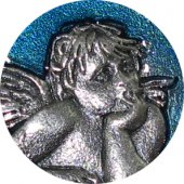 Immagine di 'Medaglia in metallo raffigurante un angioletto (azzurro)  2 cm'