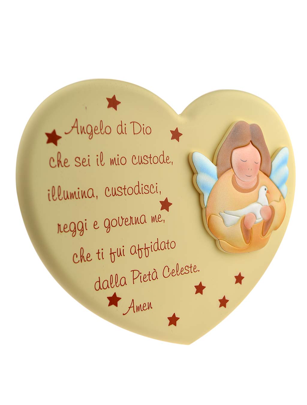 Quadretto a forma di cuore 'Angelo di Dio' - dimensioni 16x20 cm, in legno  composito, Italia, Preghiere, Articoli Religiosi - LibreriadelSanto.it
