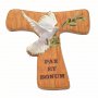 Croce tau magnetica "Pax et bonum con colomba" - dimensioni 5,3x6 cm