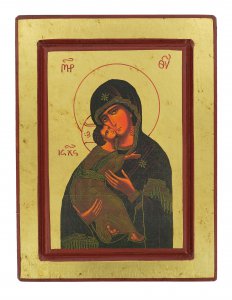 Copertina di 'Icona Madonna della Tenerezza, Vergine di Vladimir, produzione greca su legno - 24 x 18 cm'