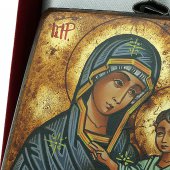 Immagine di 'Icona bizantina dipinta a mano "Madre di Dio Hodighitria-Smolenskaja" - 14x10 cm'