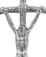 Immagine di 'Croce pastorale con Cristo riportato in metallo argentato - 3,8 cm'