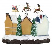 Immagine di 'Villaggio natalizio con Babbo Natale e renne in movimento, luci, musica (39 x 31 x 19 cm)'