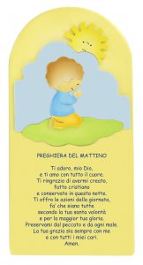 Copertina di 'Quadro Preghiera del mattino in legno colorato giallo - 28 x 14 cm'