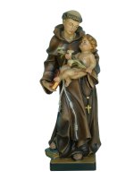 Statua in legno scolpito e decorato a mano "Sant'Antonio di Padova" - altezza 30 cm