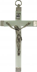 Copertina di 'Croce fosforescente con sfondo in metallo nichelato - 9 cm'