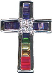Copertina di 'Croce in argento 925 con strass multicolor e catenina'