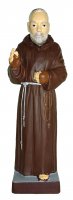 Statua da esterno di Padre Pio in materiale infrangibile, dipinta a mano, da circa 20 cm