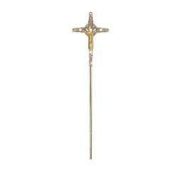 Copertina di 'Croce astile in nikel con Cristo dorato - altezza 200 cm'