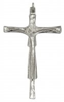 Immagine di 'Croce con Cristo e Madonna in metallo argentato - 9 cm'