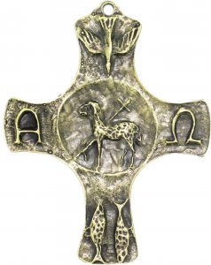 Copertina di 'Croce Agnus Dei in metallo bronzato - 9 cm'