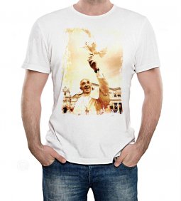 Copertina di 'T-shirt Papa Francesco con colomba - taglia L - uomo'