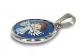 Immagine di 'Medaglia angelo in argento 925 e porcellana - 1,8 cm'