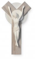 Crocifisso ad "Y" in legno con Cristo in resina bianca - altezza 25 cm