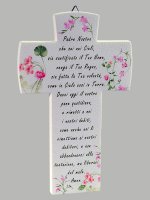 Croce Padre Nostro effetto pietra - Sfondo bianco