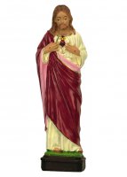 Statua da esterno del Sacro Cuore di Gesù in materiale infrangibile, dipinta a mano, da circa 16 cm