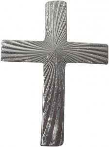 Copertina di 'Croce clergyman con spilla in argento lucido zigrinato - altezza 2 cm'