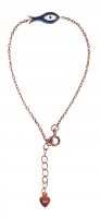 Braccialetto con piccolo pesce smalto blu in argento 925 con bagno in oro rosa
