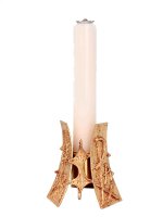 Candeliere per finta candela in ottone dorato lucido "Pax e spighe" - diametro 4 cm