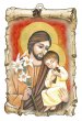 Tavoletta sagomata "San Giuseppe con il Bambino" in stile bizantino - dimensioni 15x10 cm