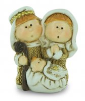Nativit in resina colorata, decorazione natalizia/soprammobile, piccolo presepe con Sacra Famiglia, 3 x 3,5 cm